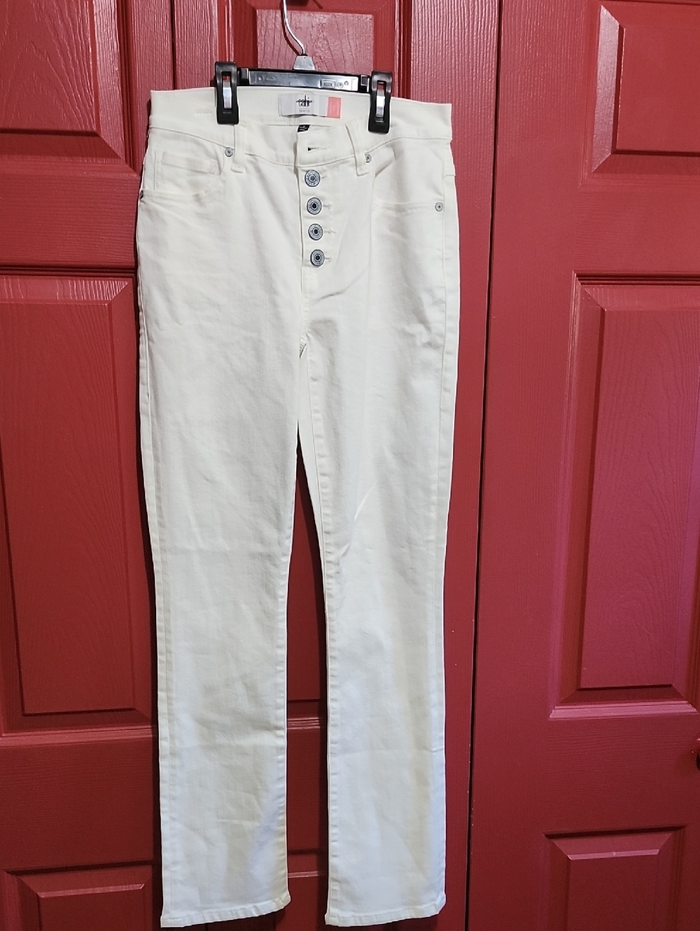 NWOT Sz2 CAbi White Skinny High-Rise Button-Fly Jeans